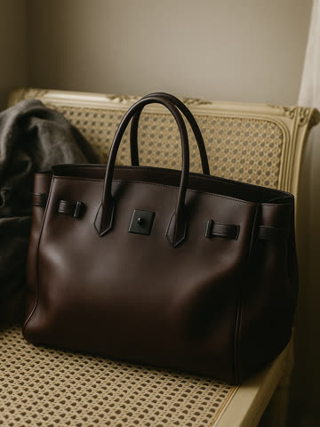 Brown leather handbag