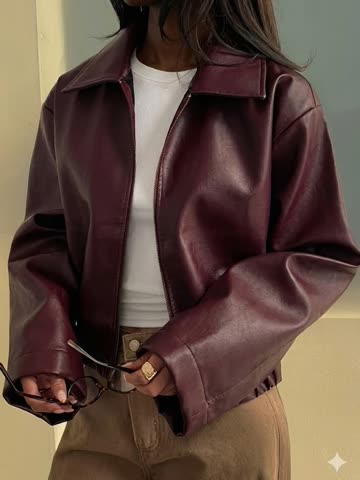 Burgundy leather jacket